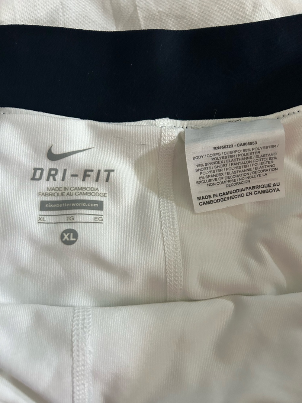 Nike White Skirt with Blue Hem and Black Waistband - Picture 4 of 4